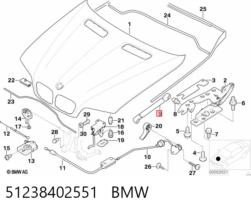 51238402551 BMW Muelle de capó 