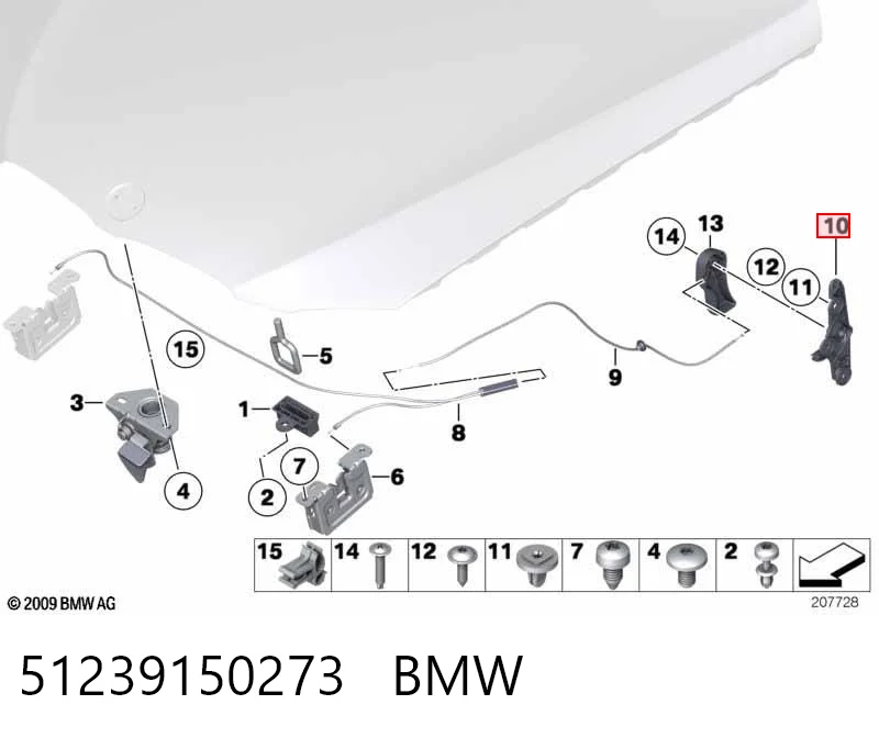 51239150273 BMW Soporte de la manija de apertura del capó