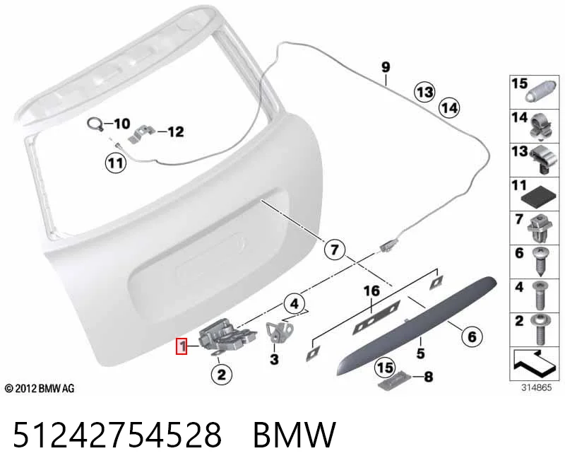 51242754528 BMW Cierre del maletero