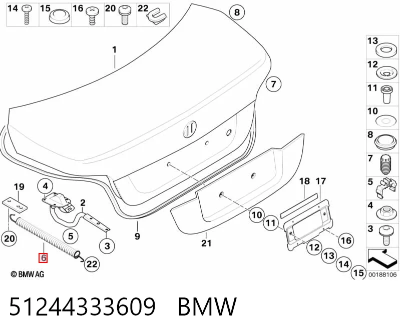 Amortiguador de la tapa del maletero 51244333609 BMW