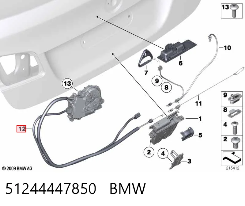 51244447850 BMW Motor de apertura/cierre del cierre del maletero (puerta trasera 3/5)