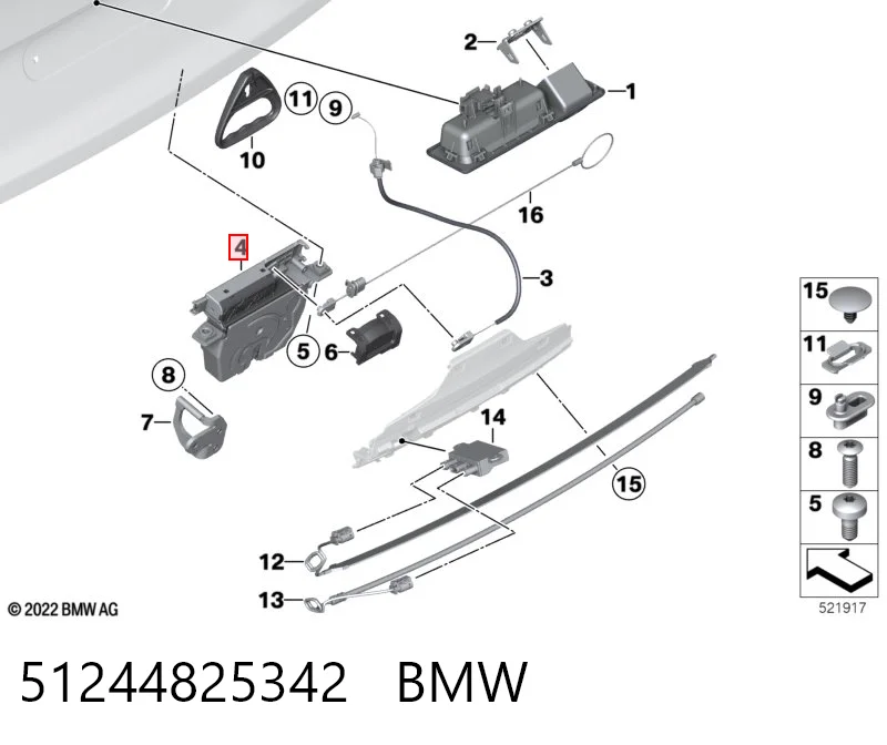 51244825342 BMW Cierre del maletero