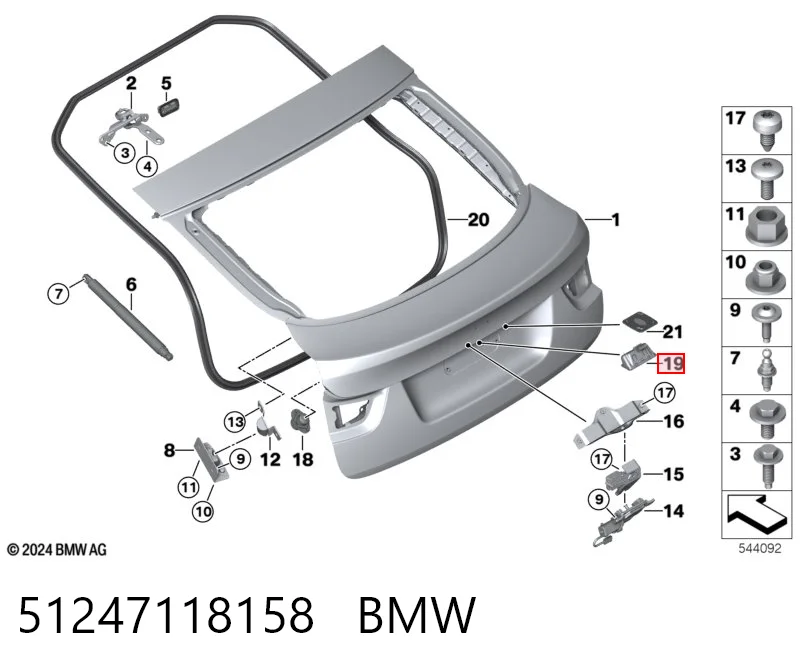 51247118158 BMW Manilla de puerta de maletero exterior