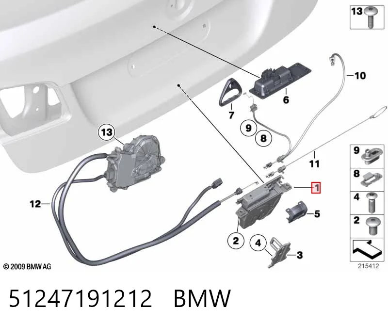 51247191212 BMW Cierre del maletero