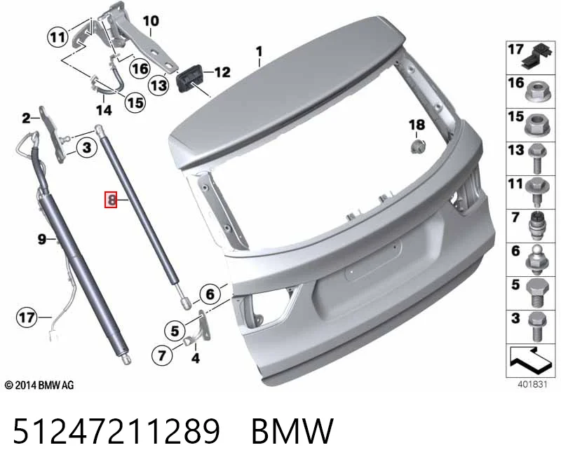 51247211289 BMW Amortiguador de porton