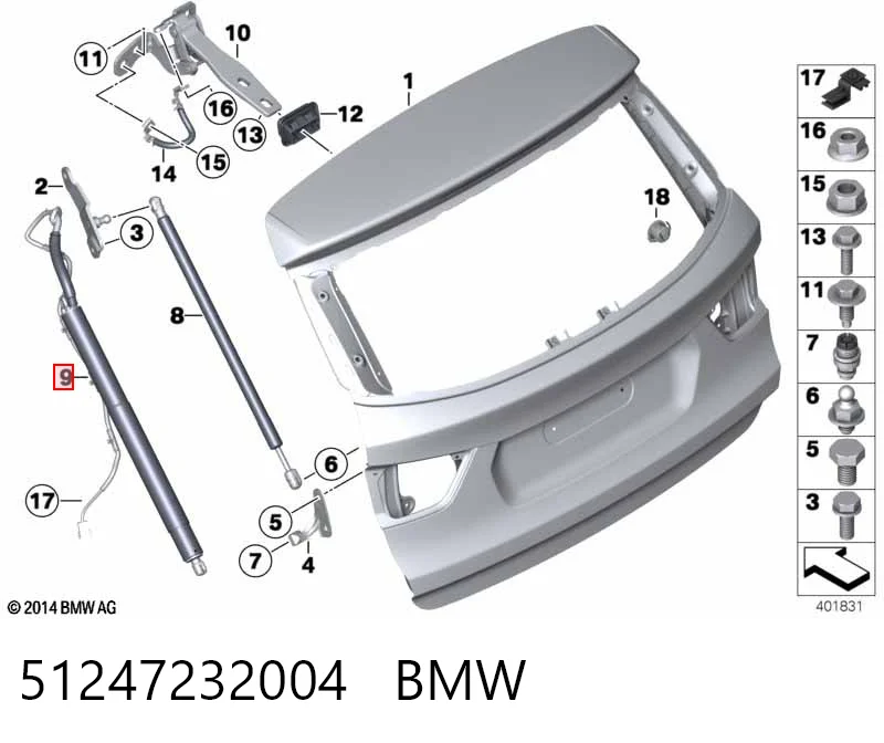 51247232004 BMW Amortiguador de porton