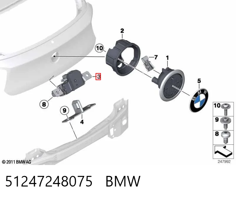51247248075 BMW Cierre del maletero