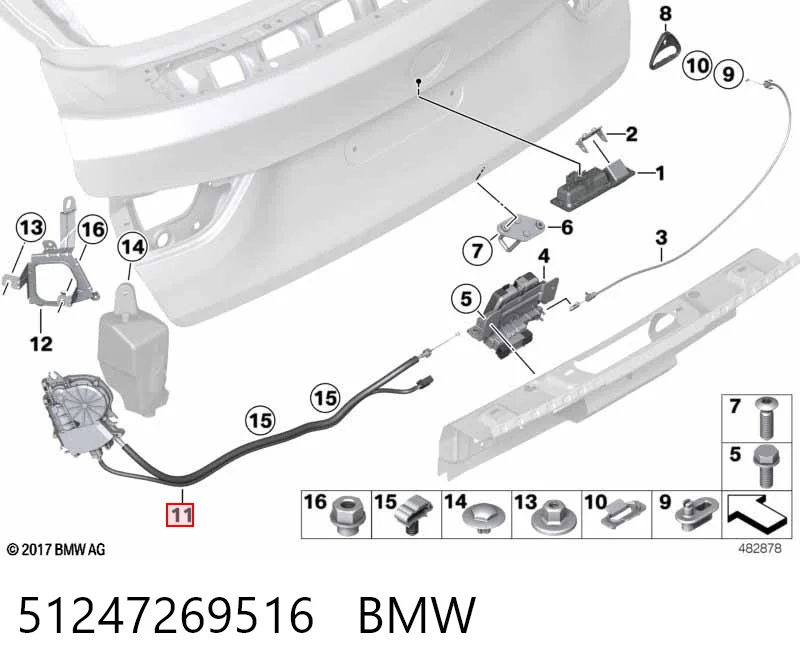 51247269516 BMW Motor de apertura/cierre del cierre del maletero (puerta trasera 3/5)