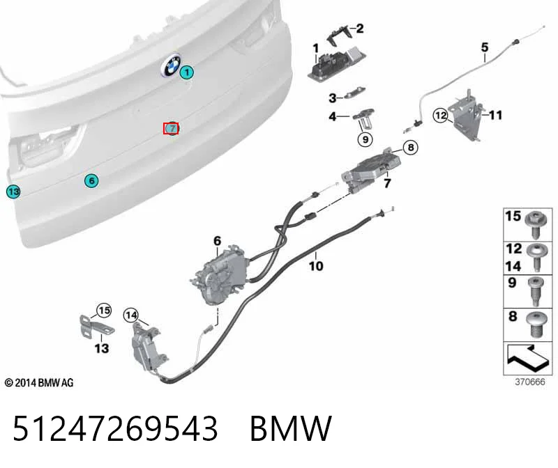 51247269543 BMW Cierre del maletero