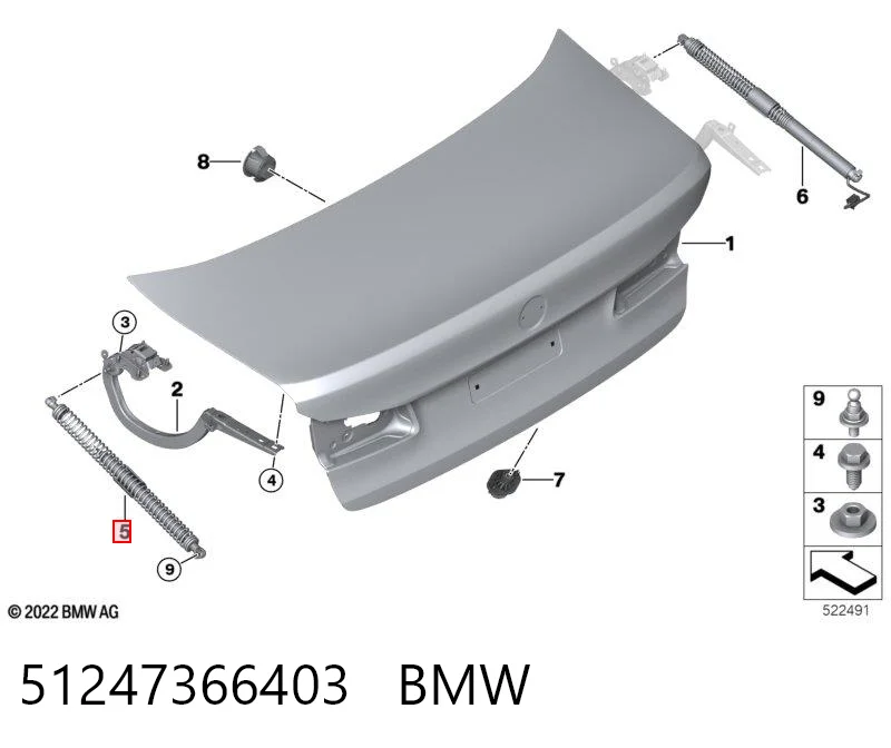 Amortiguador maletero BMW 5 sedán comprar en España