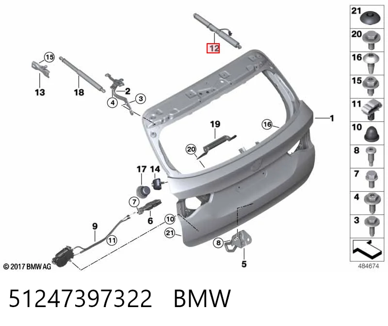 51247397322 BMW Amortiguador de porton