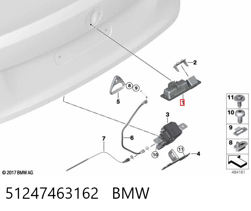 51247463162 BMW Botón de accionamiento del cierre de la tapa del maletero (puerta trasera 3/5)