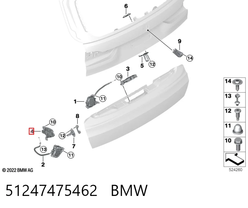 51247475462 BMW Cierre del maletero