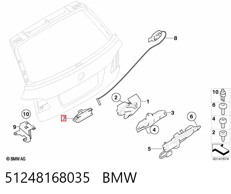 51248168035 BMW Botón de accionamiento del cierre de la tapa del maletero (puerta trasera 3/5)