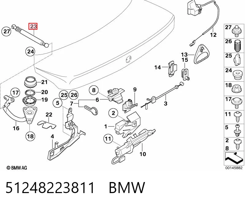 Amortiguador de maletero BMW 7 sedán (E65, E66, E67) (2001 - 2008) precio, desde 9,08 EUR