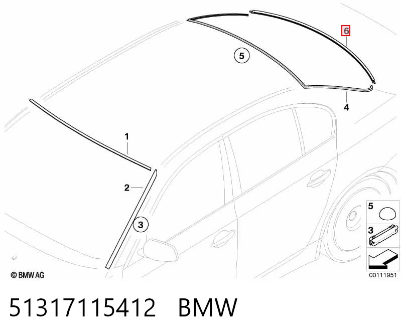 51317115412 BMW Sellador inferior de cristal trasero