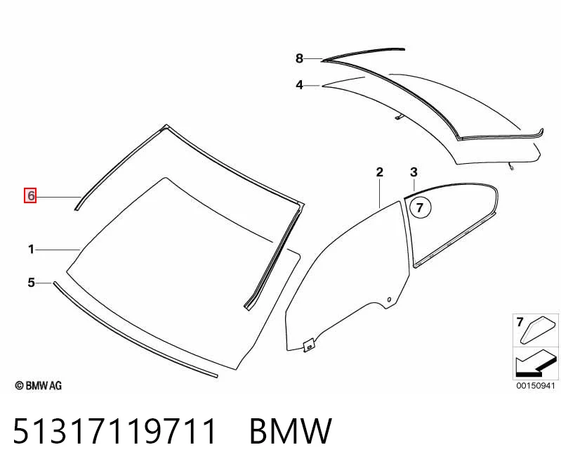 51317119711 BMW Moldura superior del parabrisas