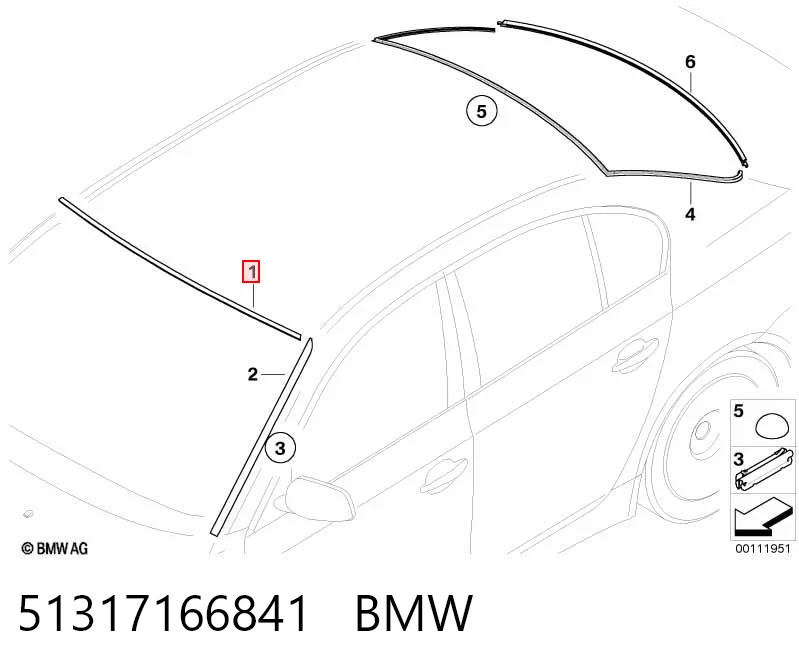 51317166841 BMW Moldura superior del parabrisas