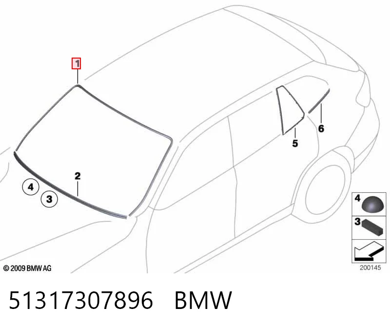 51317307896 BMW Marco del parabrisas