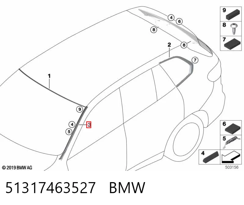 51317463527 BMW Moldura izquierda del parabrisas