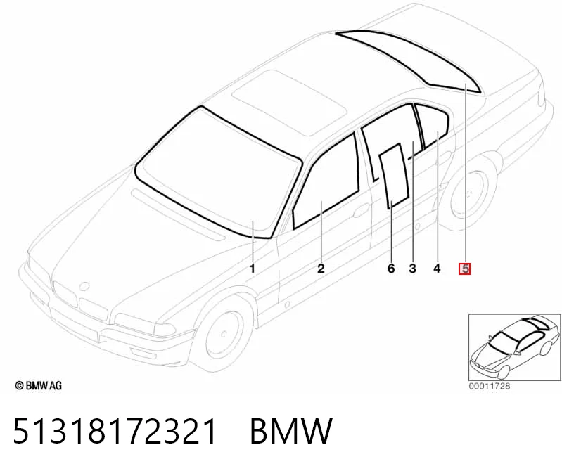 Luna trasera para BMW 7 E38