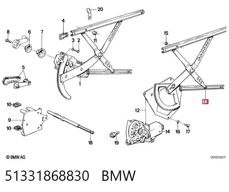 Comprar Mecanismo de elevalunas de la puerta delantera derecha BMW 5 E28 a bajo precio