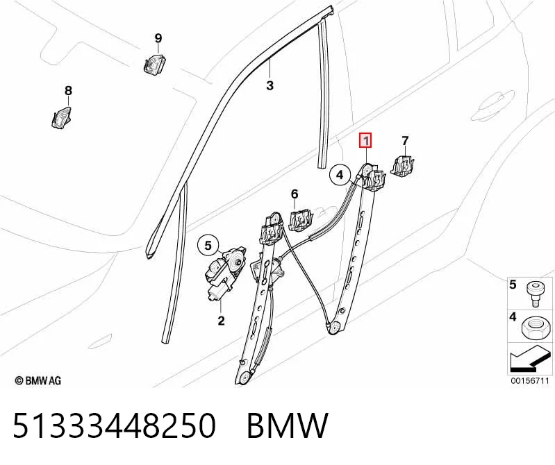 51333448250 BMW Mecanismo levanta, puerta delantera derecha