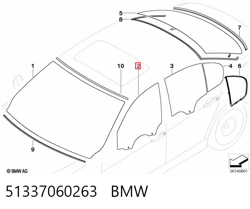 51337060263 BMW Luna de puerta delantera izquierda