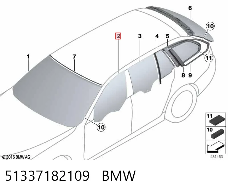 51337182109 BMW Cristal de puerta delantera izquierda