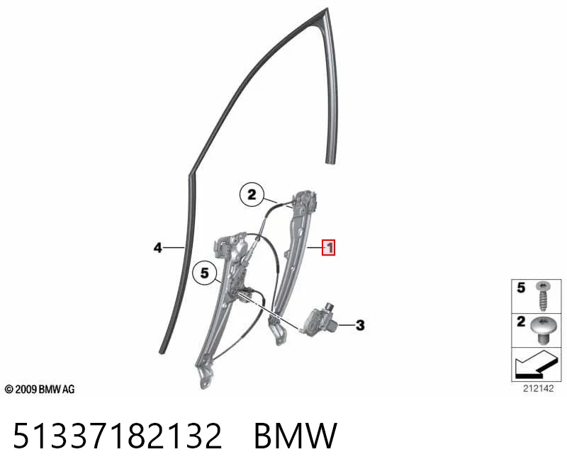 Comprar Mecanismo de elevalunas de la puerta delantera derecha BMW 5  F10 a bajo precio