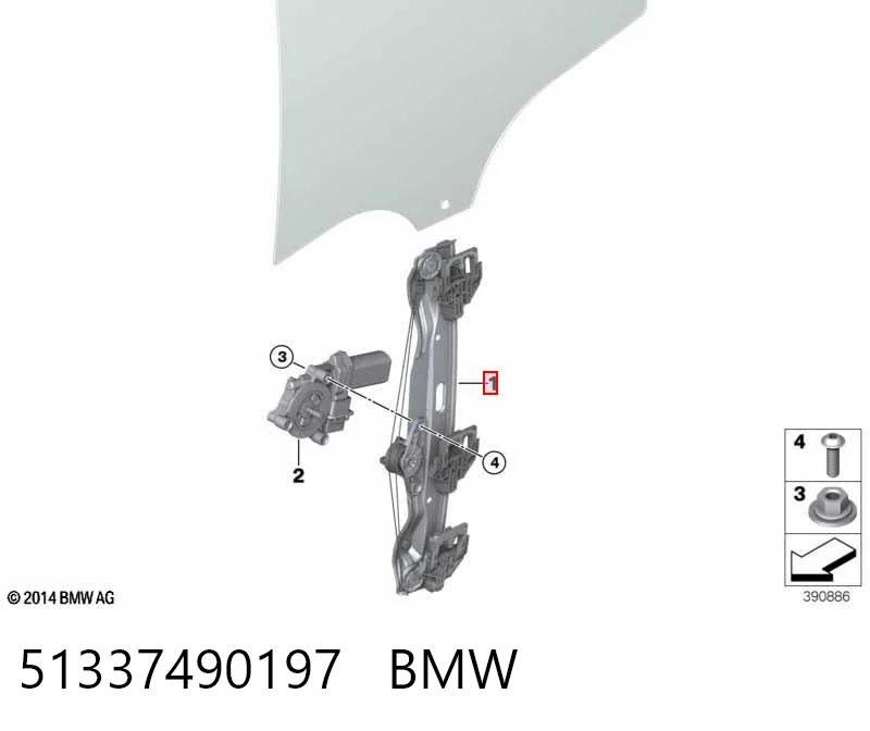 51337490197 BMW Mecanismo de elevalunas de la puerta trasera izquierda