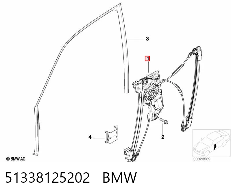 51338125202 BMW Mecanismo levanta, puerta delantera derecha