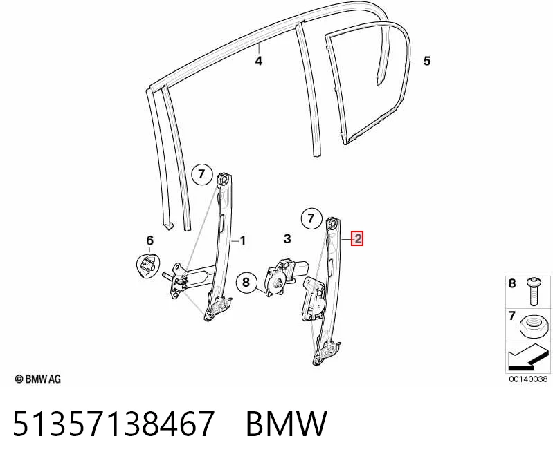51357138467 BMW Mecanismo de elevalunas de la puerta trasera izquierda