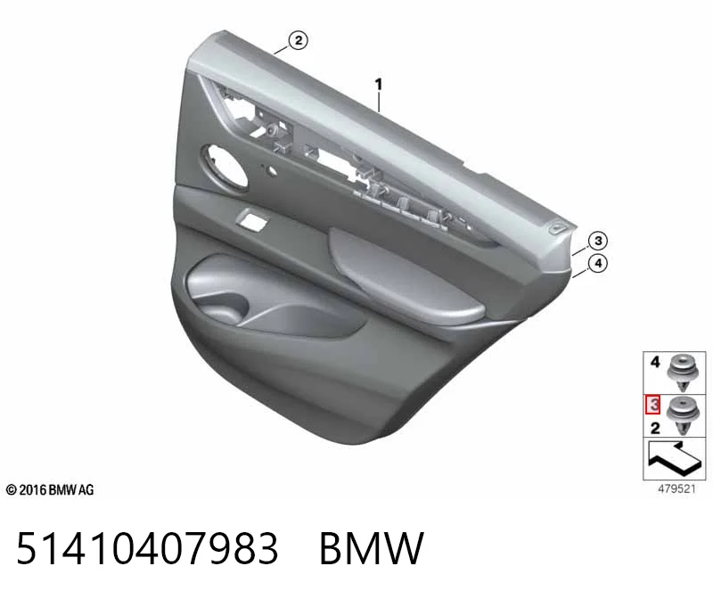 51410407983 BMW Clips de fijación para panel de puerta