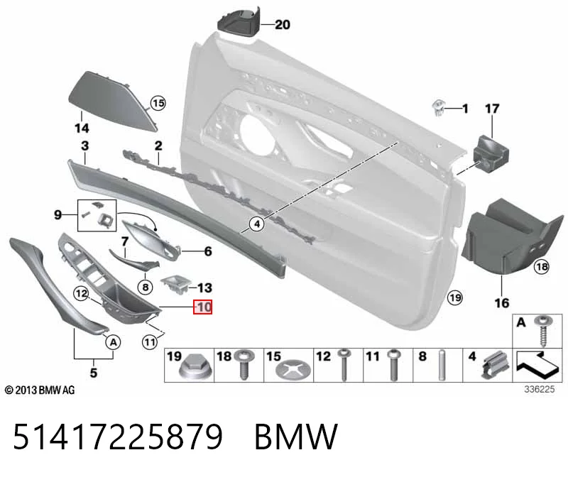 51417225879 BMW Manija interior de puerta delantera izquierda