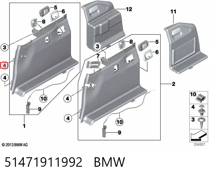 51471911992 BMW Clip del aislante del capó
