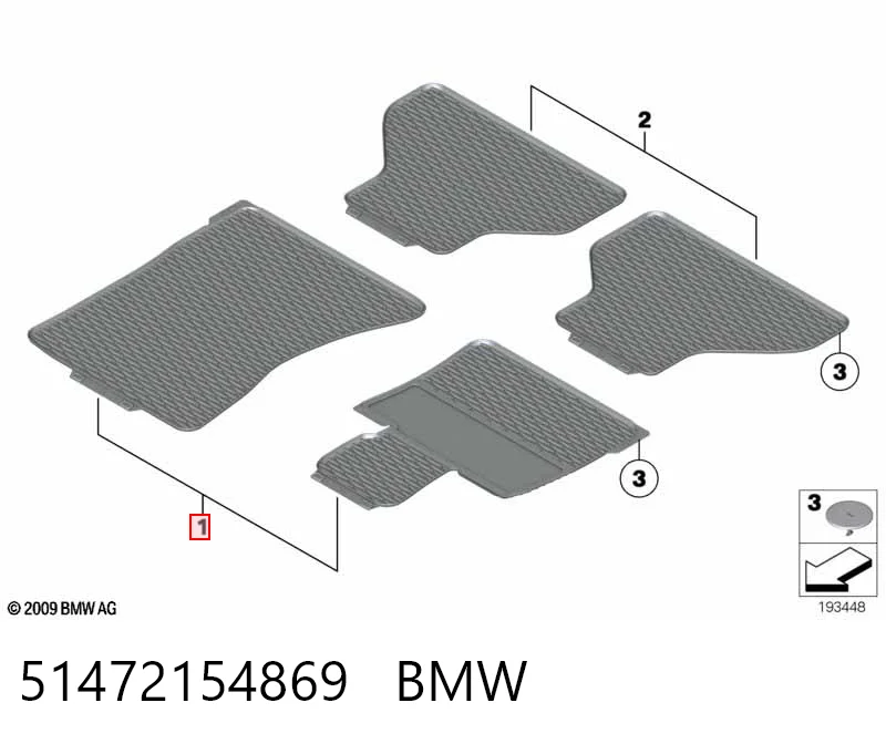 Juego de alfombrillas delanteras, 2 piezas 51472154869 BMW