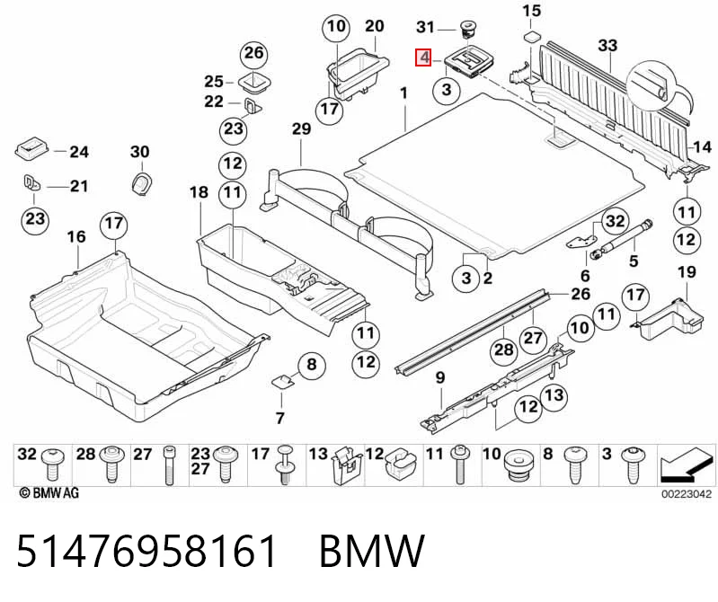 51476958161 BMW Manija de la repisa del maletero
