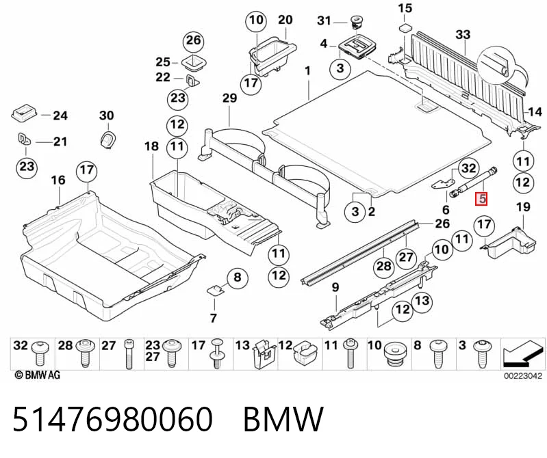 51476980060 BMW Amortiguador de bandeja del maletero