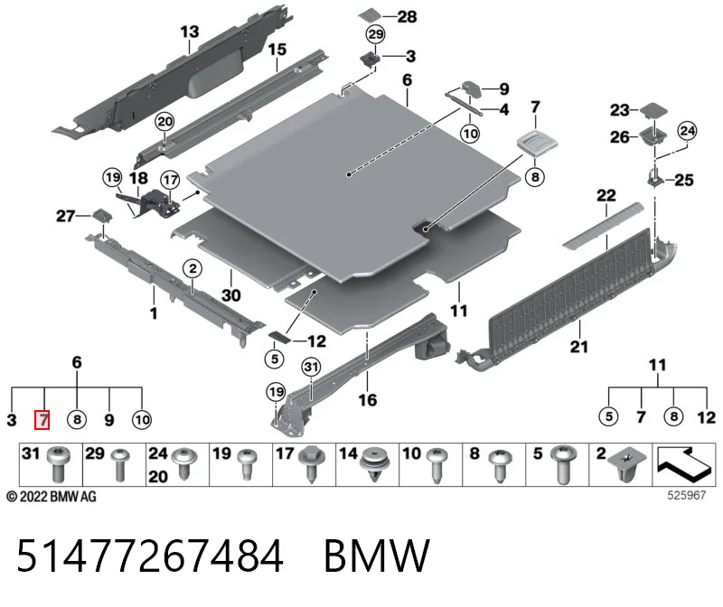 51477267484 BMW Manija de la repisa del maletero