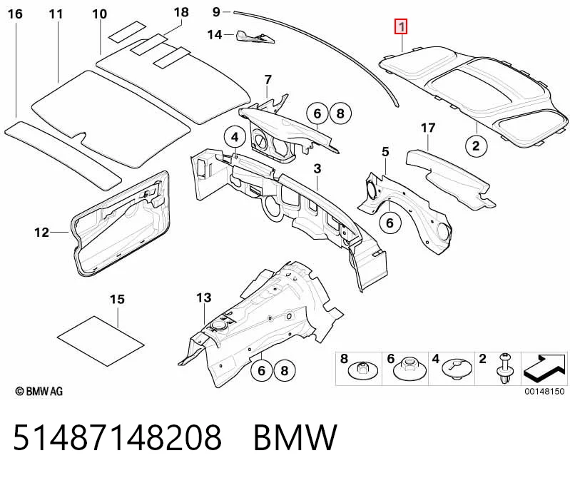 51487148208 BMW Aislante de capó de motor