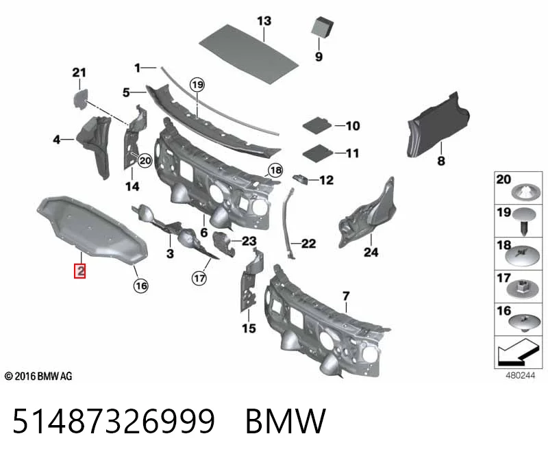 51487326999 BMW Aislante de capó de motor
