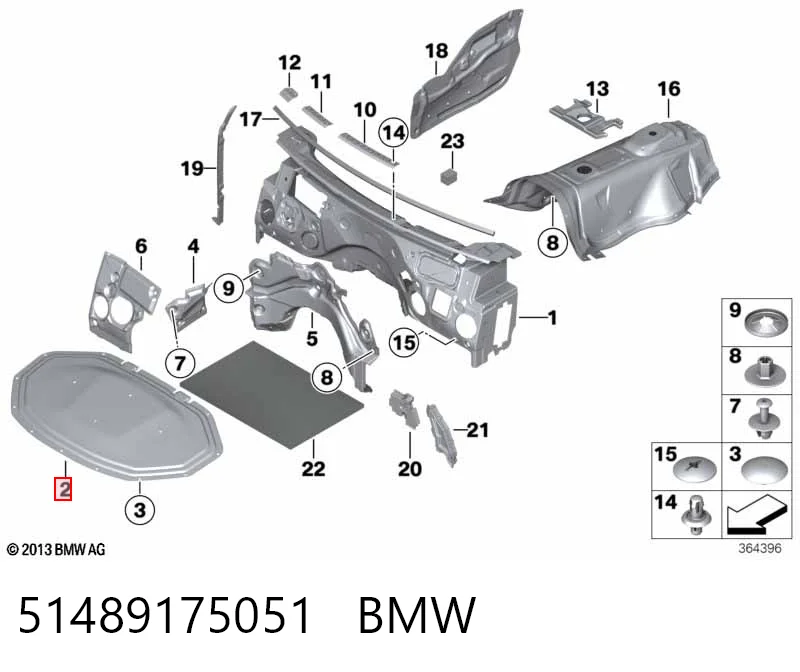 Aislante de capó de motor BMW X3  (2010-2017)