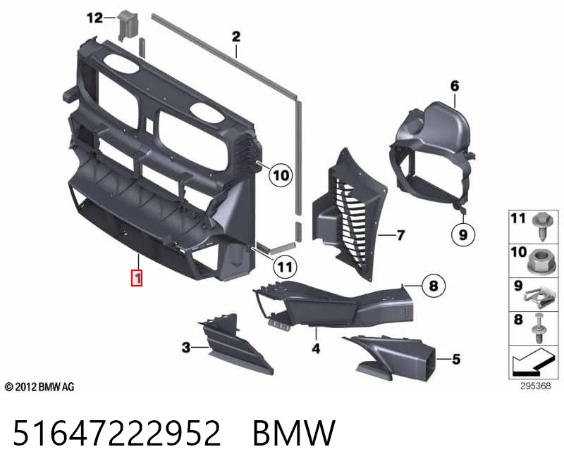 51647222952 BMW Deflector de aire del radiador