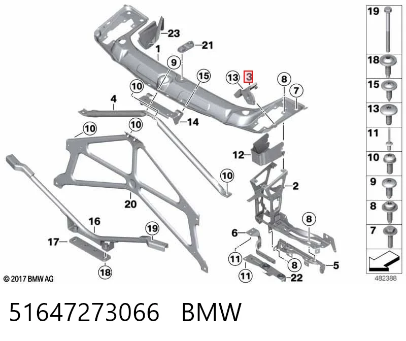 51647273066 BMW Soporte de fijación del faro delantero derecho