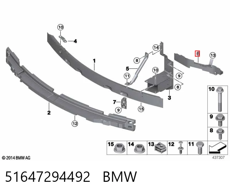 51647294492 BMW Soporte de fijación del faro delantero derecho