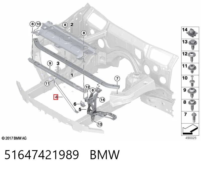 51647421989 BMW Refuerzo parachoque delantero