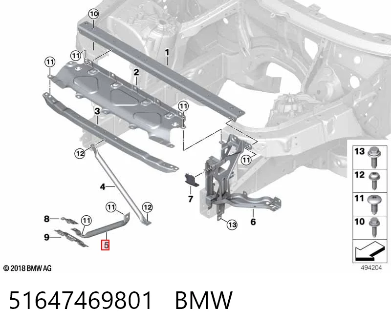 51647469801 BMW Barra de refuerzo de la carrocería