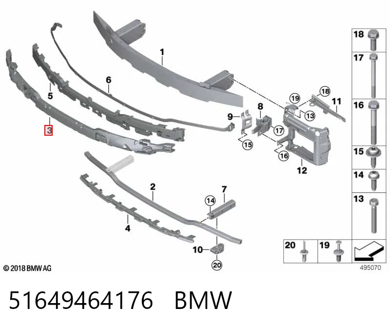 51649464176 BMW Absorbedor del parachoques delantero