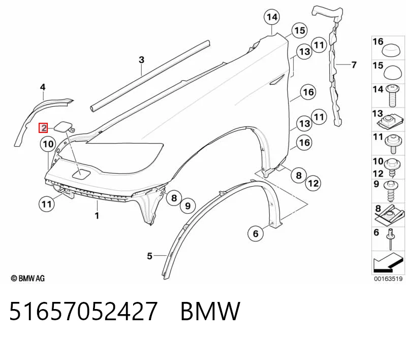 51657052427 BMW Tapa de boquilla lavafaros delantero